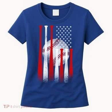 Vintage American Flag Baseball Cool Gift Baseball Fans Gift Women's T-Shirt