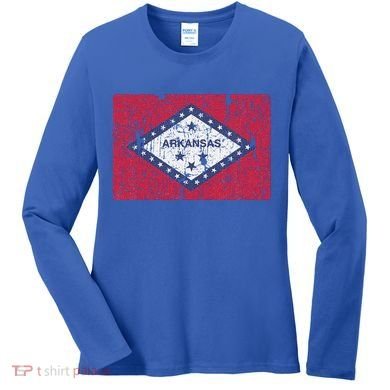 Vintage Arkansas Flag For Souvenir Ar Gift Women's Long Sleeve Shirt