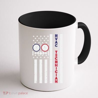 Vintage American Flag Hvac Technician Us Hvac Tech Gift Coffee Mug back