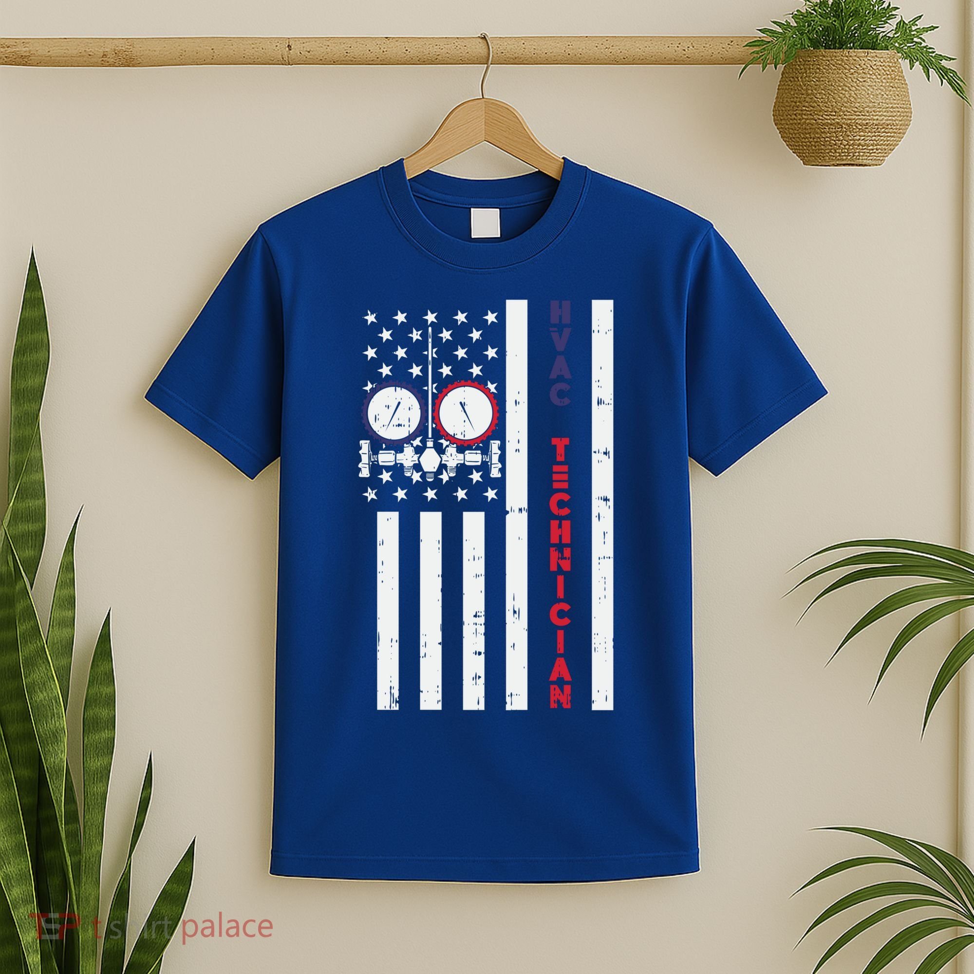 Vintage American Flag Hvac Technician Us Hvac Tech Gift T-Shirt