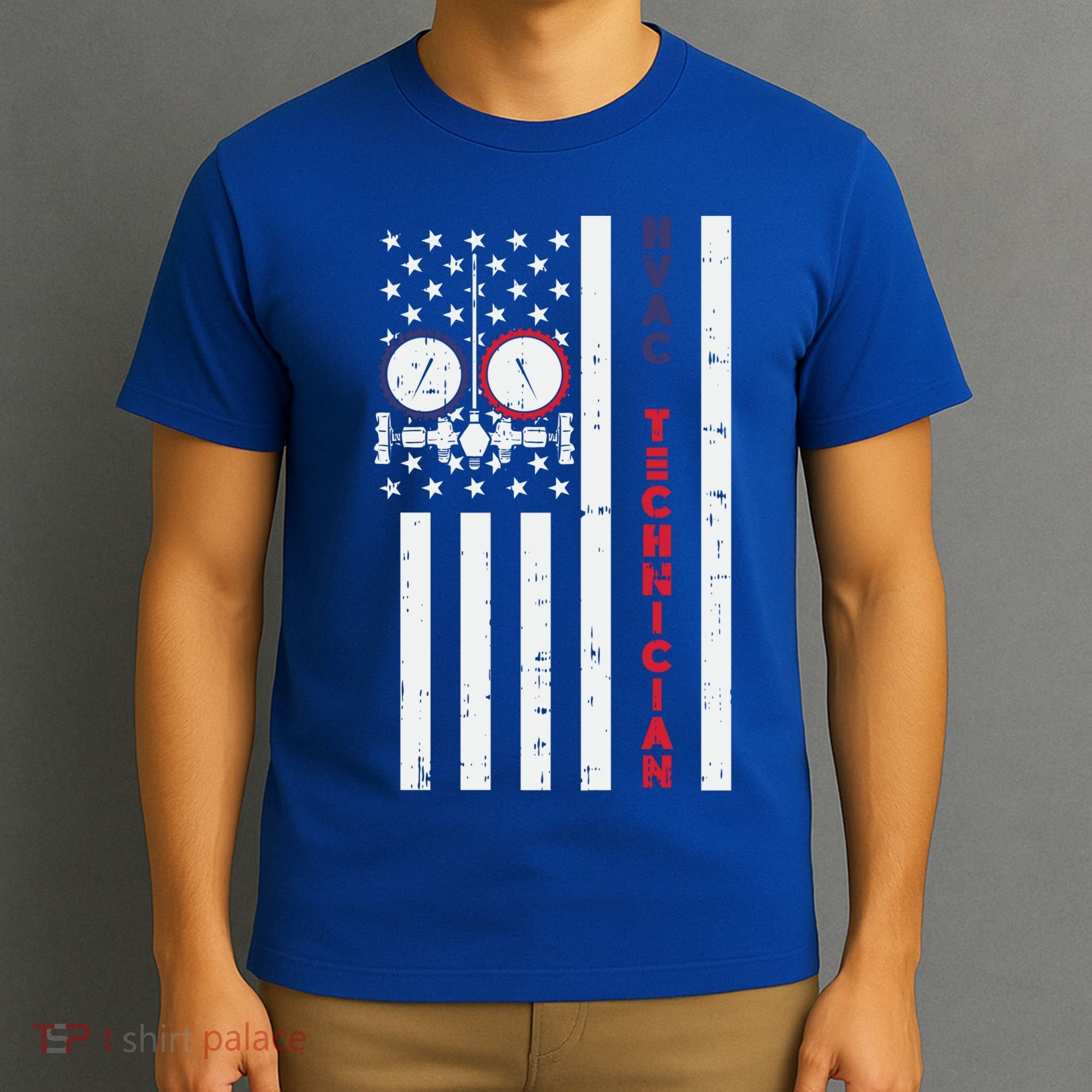 Vintage American Flag Hvac Technician Us Hvac Tech Gift T-Shirt