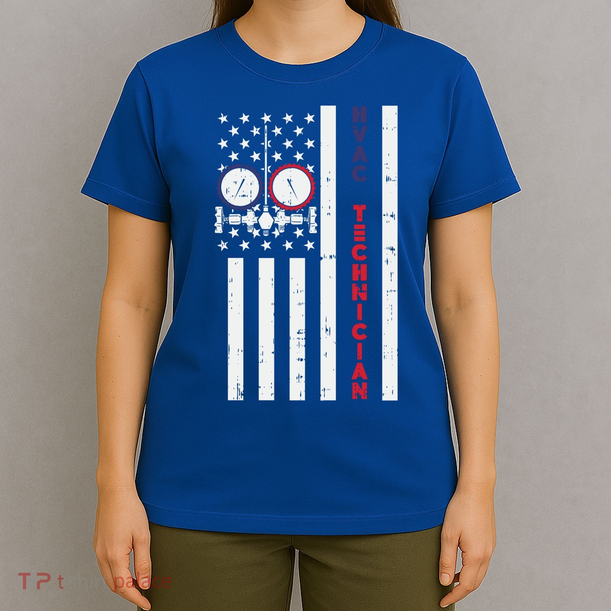 Vintage American Flag Hvac Technician Us Hvac Tech Gift T-Shirt