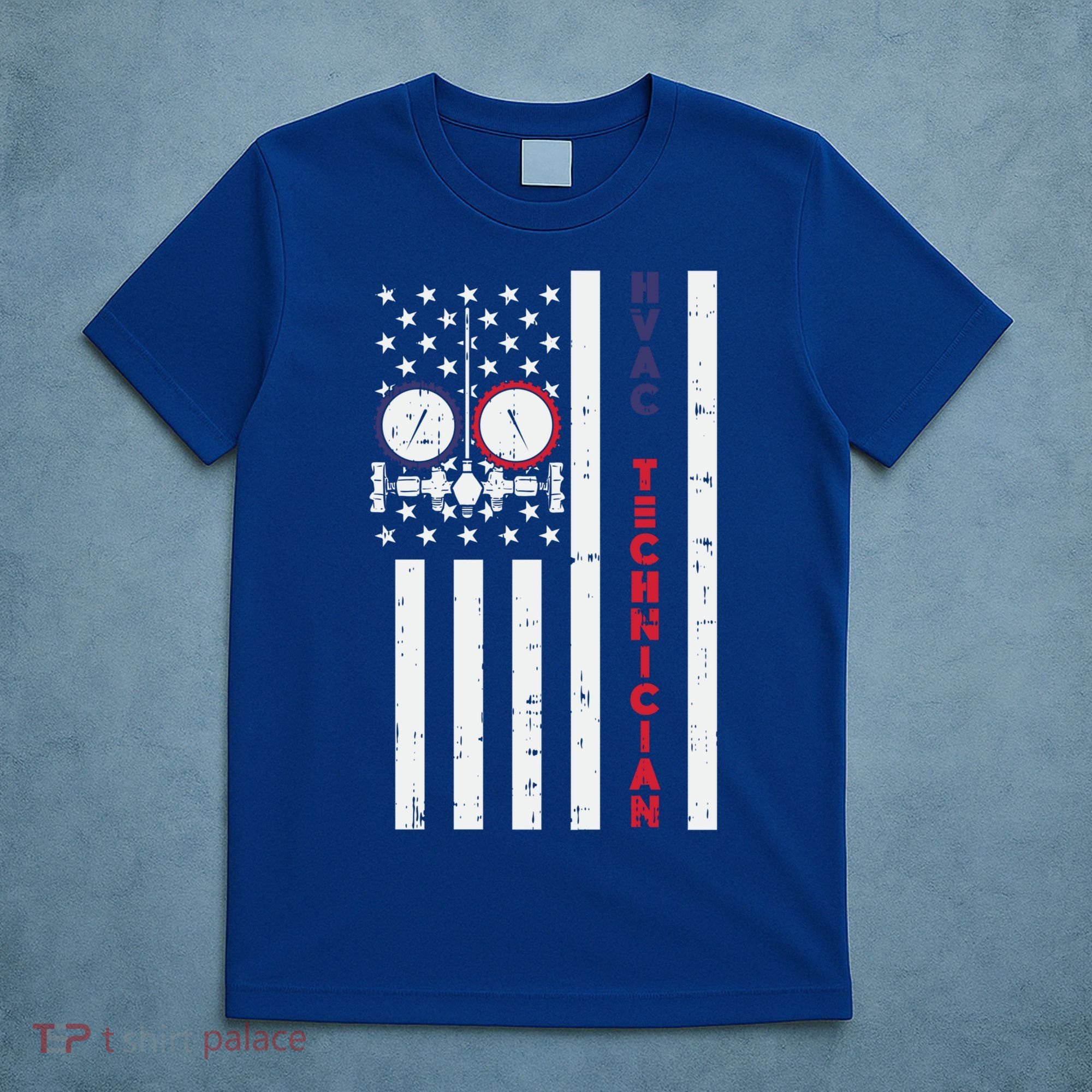 Vintage American Flag Hvac Technician Us Hvac Tech Gift T-Shirt