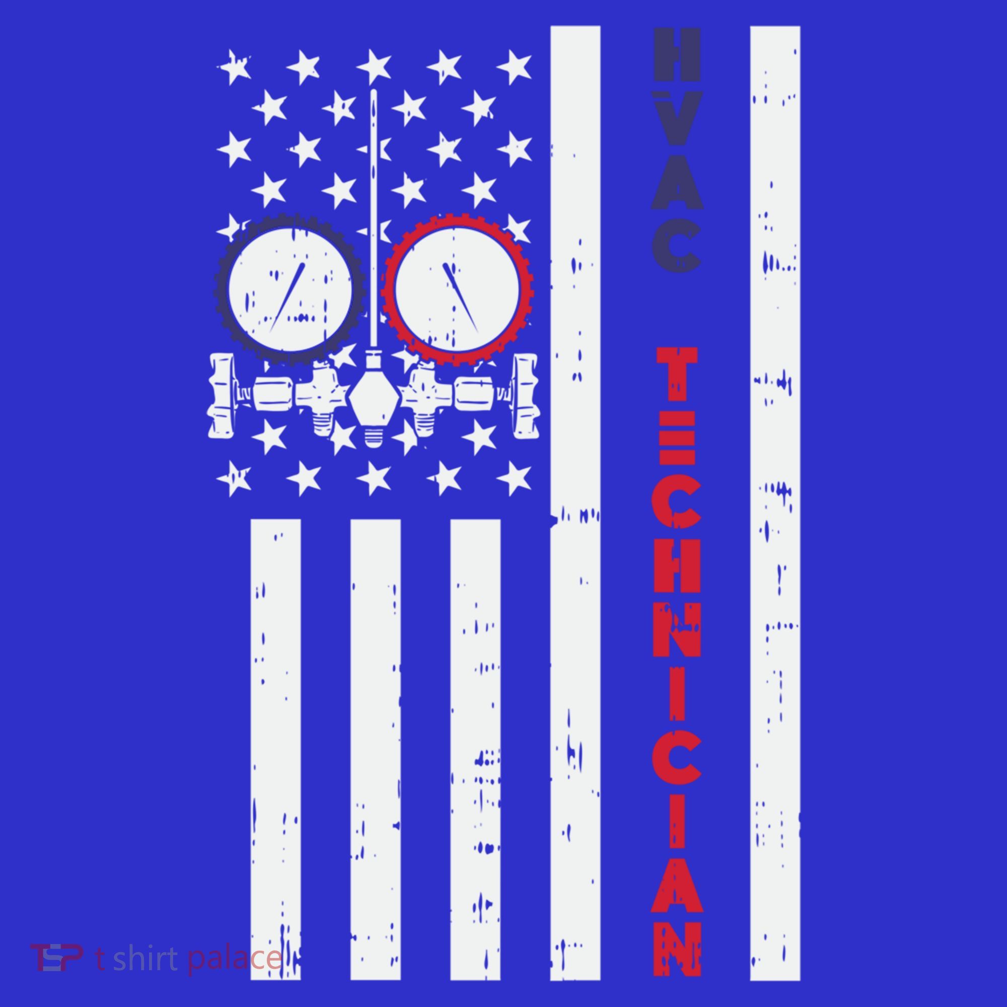 Vintage American Flag Hvac Technician Us Hvac Tech Gift T-Shirt