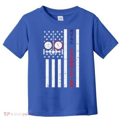 Vintage American Flag Hvac Technician Us Hvac Tech Gift Toddler T-Shirt