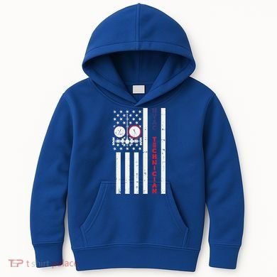 Vintage American Flag Hvac Technician Us Hvac Tech Gift Kids Hoodie