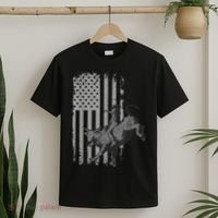 Vintage American Flag Bucking Bull Riding Patriotism Rodeo T-Shirt thumb 2