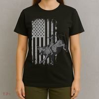 Vintage American Flag Bucking Bull Riding Patriotism Rodeo T-Shirt thumb 4