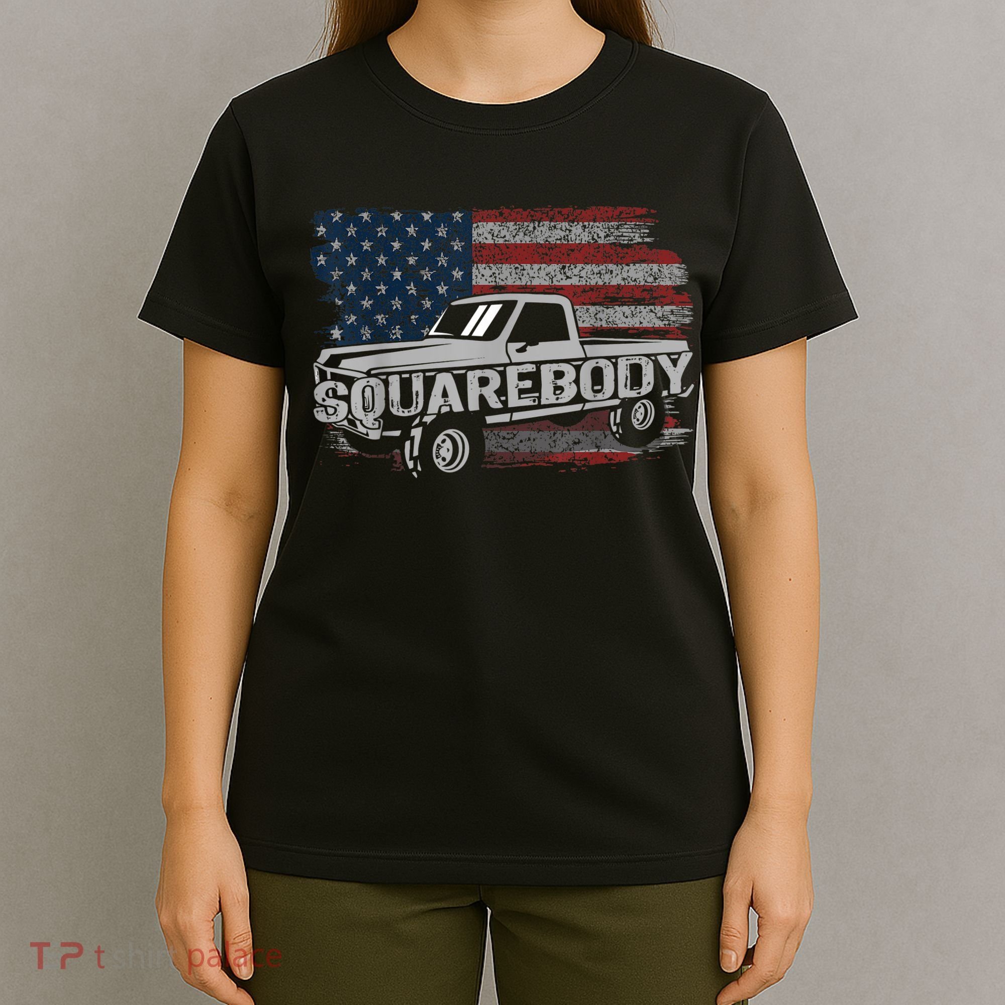 Vintage American Flag Squarebody Square Body Truck Lover T-Shirt