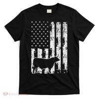 Vintage American Flag USA Cow Black Angus Rancher T-Shirt thumb 0