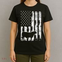 Vintage American Flag USA Cow Black Angus Rancher T-Shirt thumb 4