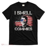 Vintage American Flag Funny Political I Smell Commies T-Shirt thumb 0