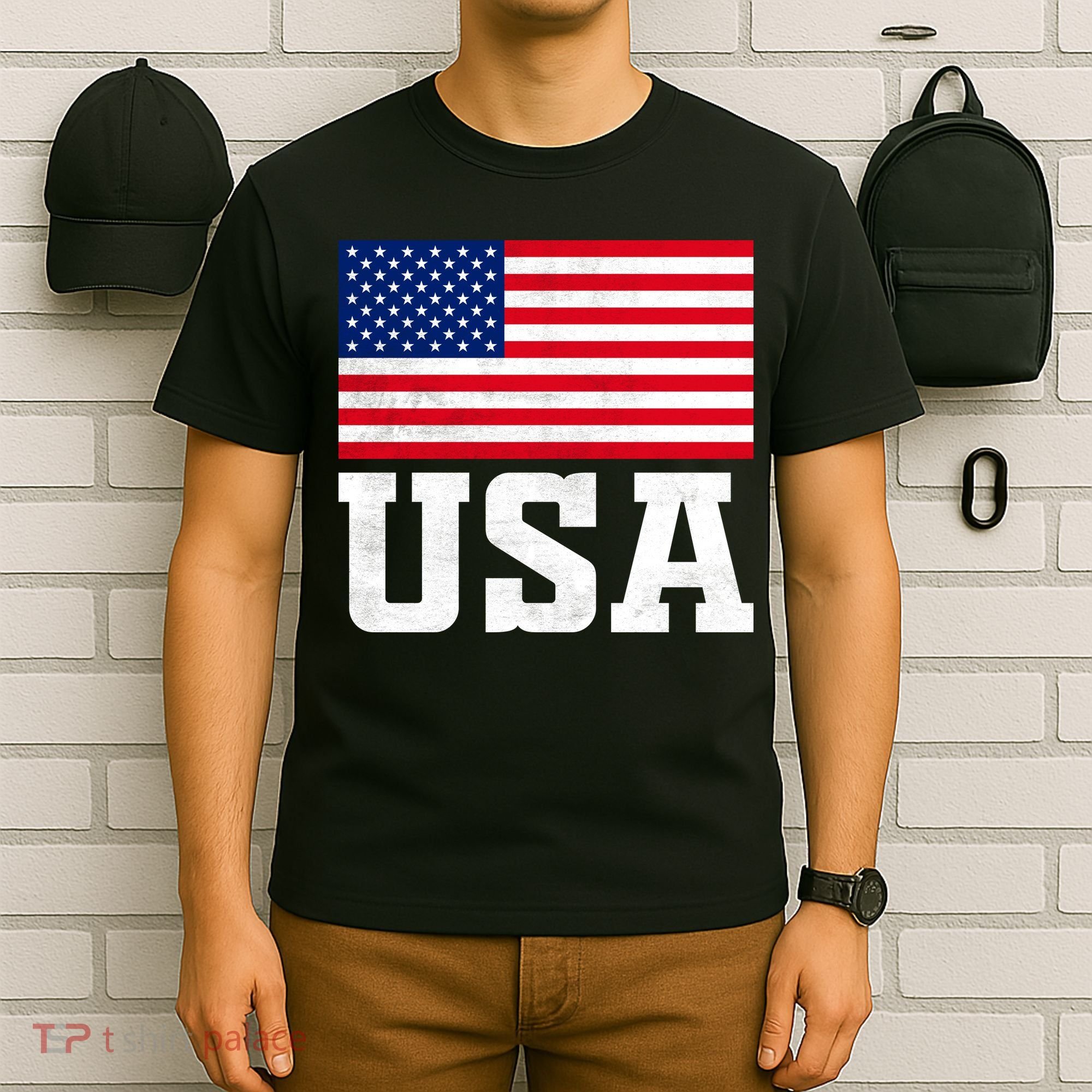 Vintage American Flag Graphic Patriotic Celebrations T-Shirt