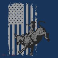 Vintage American Flag Bucking Bull Riding Patriotism Rodeo T-Shirt thumb 7