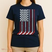 Vintage American Flag Hockey 4th July Boy USA T-Shirt thumb 4