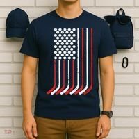 Vintage American Flag Hockey 4th July Boy USA T-Shirt thumb 6