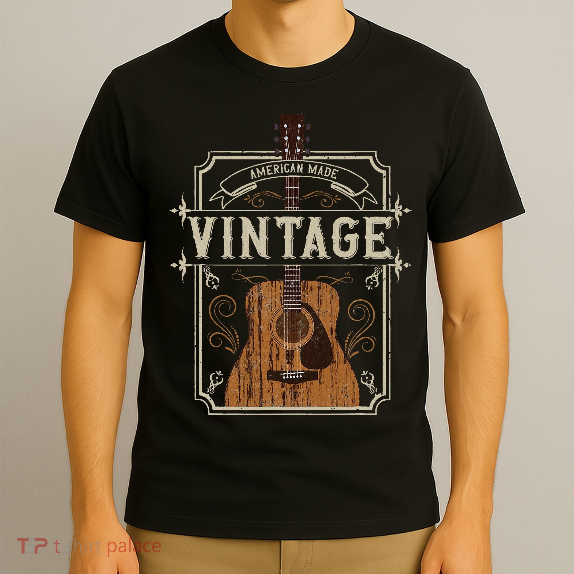 Vintage Acoustic Guitar Collector Retro Guitarist T-Shirt