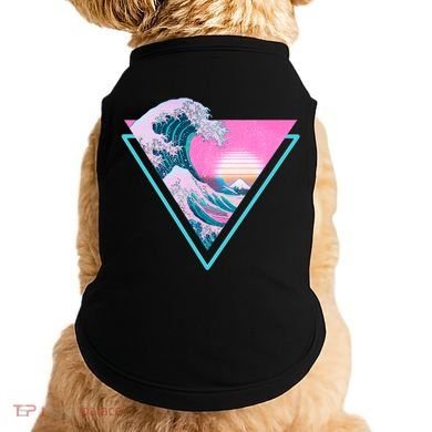 Vaporwave Aesthetic Great Wave Retro Triangle Doggie Tank