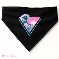 Vaporwave Aesthetic Great Wave Retro Triangle USA-Made Doggie Bandana thumb 0