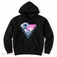 Vaporwave Aesthetic Great Wave Retro Triangle Hoodie thumb 0