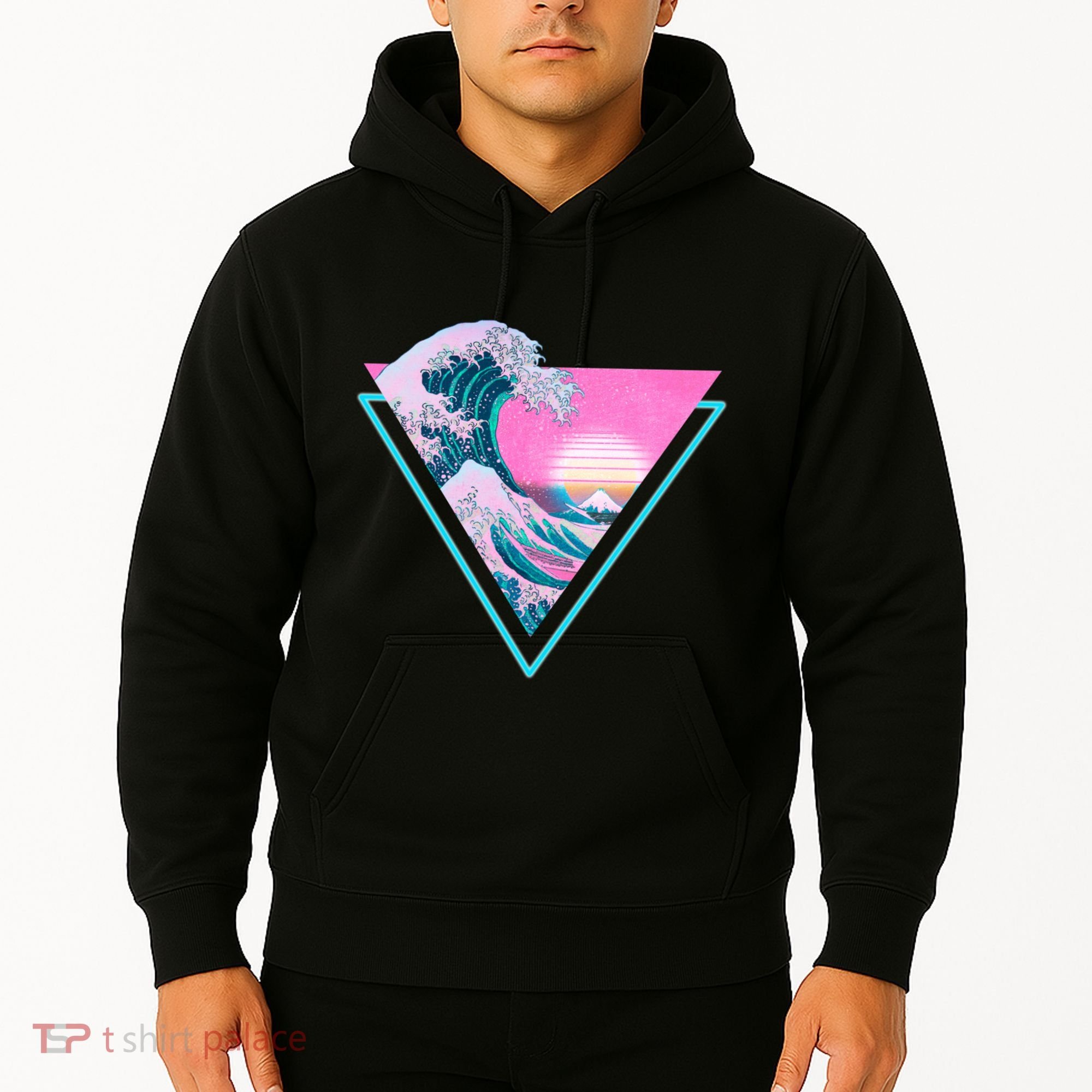 Vaporwave Aesthetic Great Wave Retro Triangle Hoodie