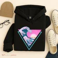 Vaporwave Aesthetic Great Wave Retro Triangle Hoodie thumb 4