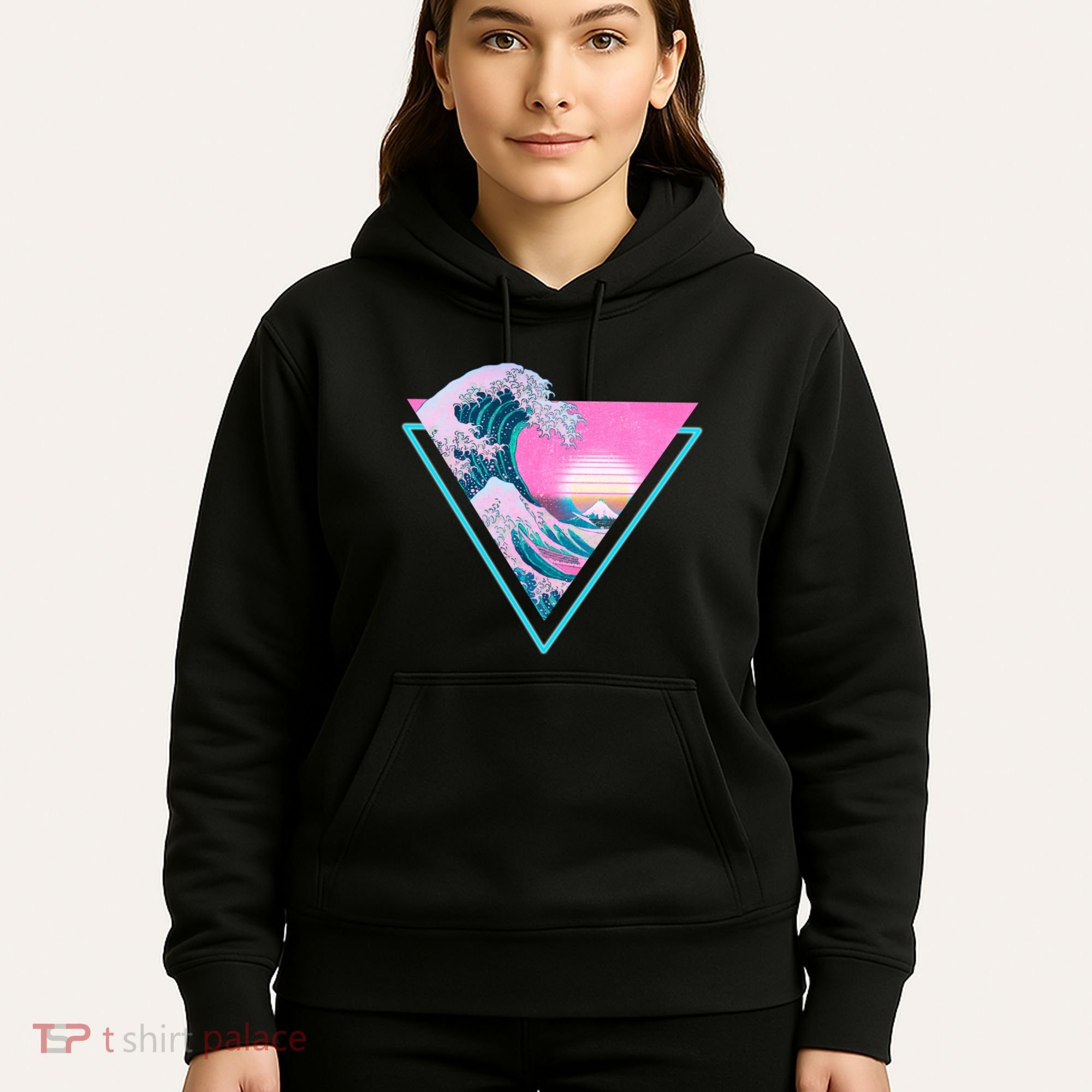 Vaporwave Aesthetic Great Wave Retro Triangle Hoodie