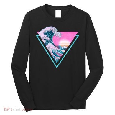Vaporwave Aesthetic Great Wave Retro Triangle Long Sleeve Shirt