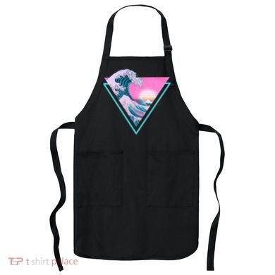 Vaporwave Aesthetic Great Wave Retro Triangle Apron