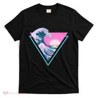 Vaporwave Aesthetic Great Wave Retro Triangle T-Shirt thumb 0