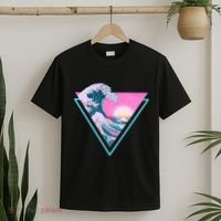 Vaporwave Aesthetic Great Wave Retro Triangle T-Shirt thumb 2