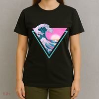 Vaporwave Aesthetic Great Wave Retro Triangle T-Shirt thumb 4