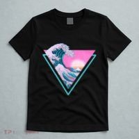 Vaporwave Aesthetic Great Wave Retro Triangle T-Shirt thumb 5