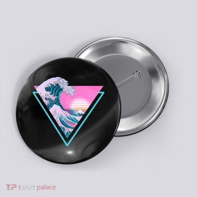 Vaporwave Aesthetic Great Wave Retro Triangle Button