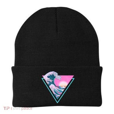 Vaporwave Aesthetic Great Wave Retro Triangle Beanie