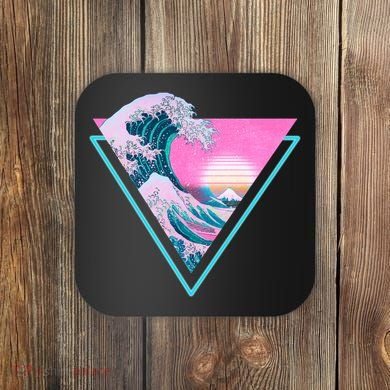 Vaporwave Aesthetic Great Wave Retro Triangle Coaster