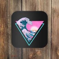 Vaporwave Aesthetic Great Wave Retro Triangle Coaster thumb 0