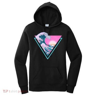 Vaporwave Aesthetic Great Wave Retro Triangle Women's Hoodie