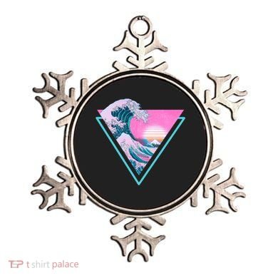 Vaporwave Aesthetic Great Wave Retro Triangle Ornament