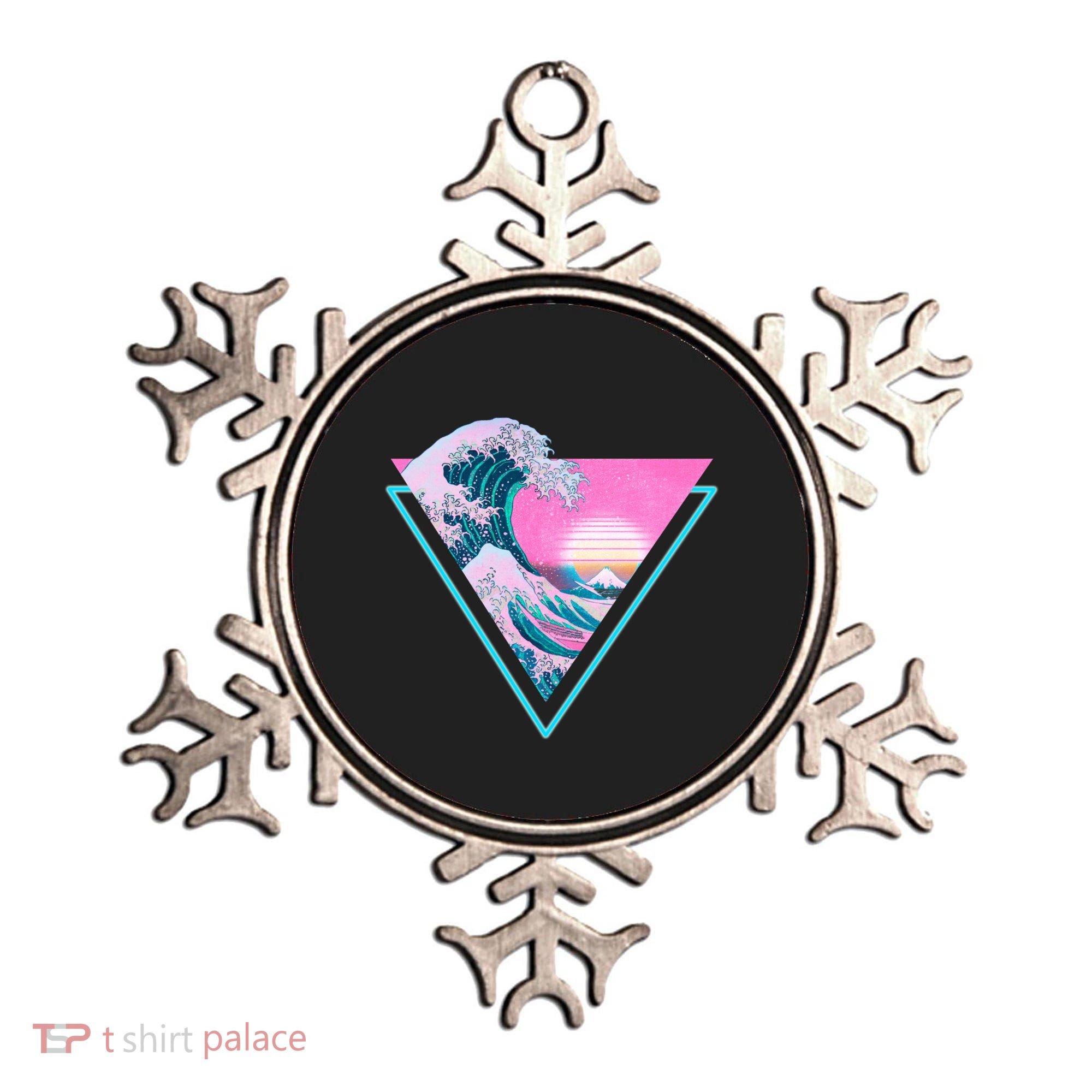 Vaporwave Aesthetic Great Wave Retro Triangle Ornament
