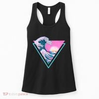 Vaporwave Aesthetic Great Wave Retro Triangle Women's Tank Top thumb 0