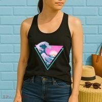Vaporwave Aesthetic Great Wave Retro Triangle Women's Tank Top thumb 2