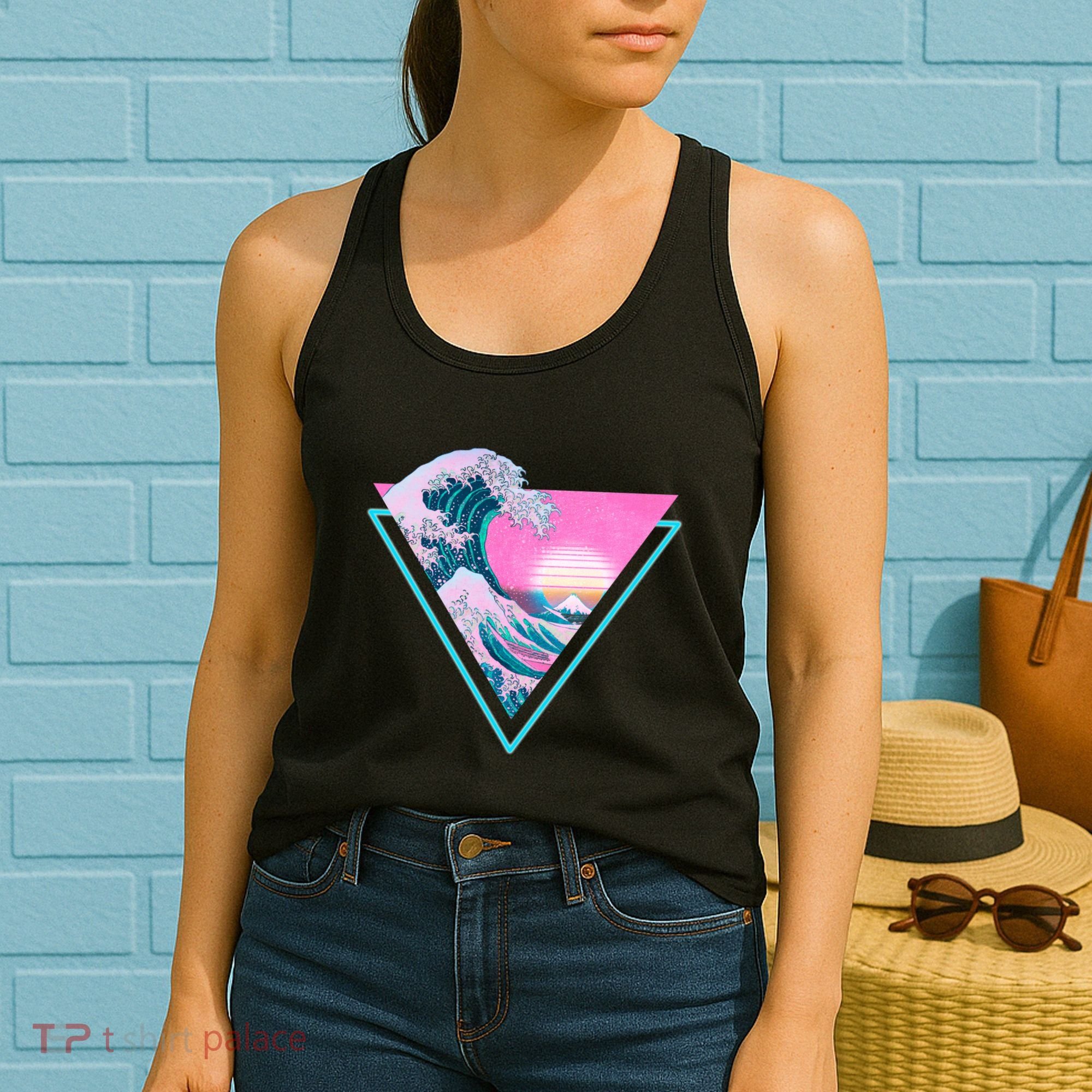 Vaporwave Aesthetic Great Wave Retro Triangle Women's Tank Top
