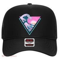 Vaporwave Aesthetic Great Wave Retro Triangle Hat thumb 0