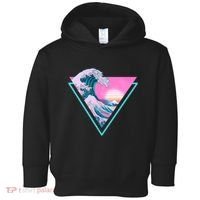 Vaporwave Aesthetic Great Wave Retro Triangle Toddler Hoodie thumb 0