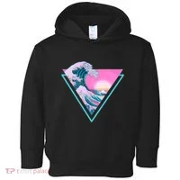 Vaporwave Aesthetic Great Wave Retro Triangle Toddler Hoodie thumb 0