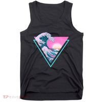 Vaporwave Aesthetic Great Wave Retro Triangle Tank Top thumb 0