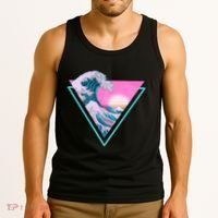 Vaporwave Aesthetic Great Wave Retro Triangle Tank Top thumb 3