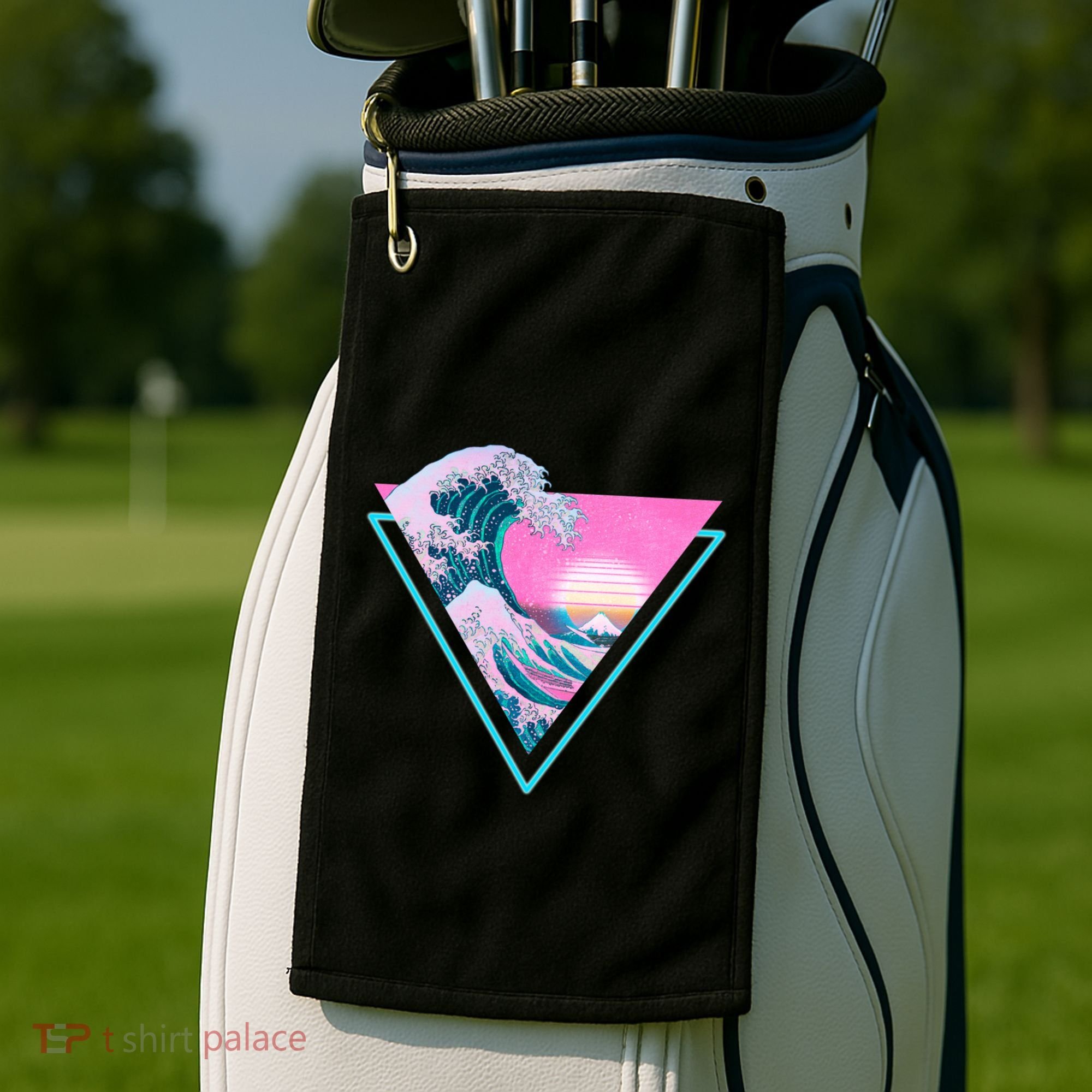 Vaporwave Aesthetic Great Wave Retro Triangle Golf Towel