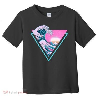 Vaporwave Aesthetic Great Wave Retro Triangle Toddler T-Shirt